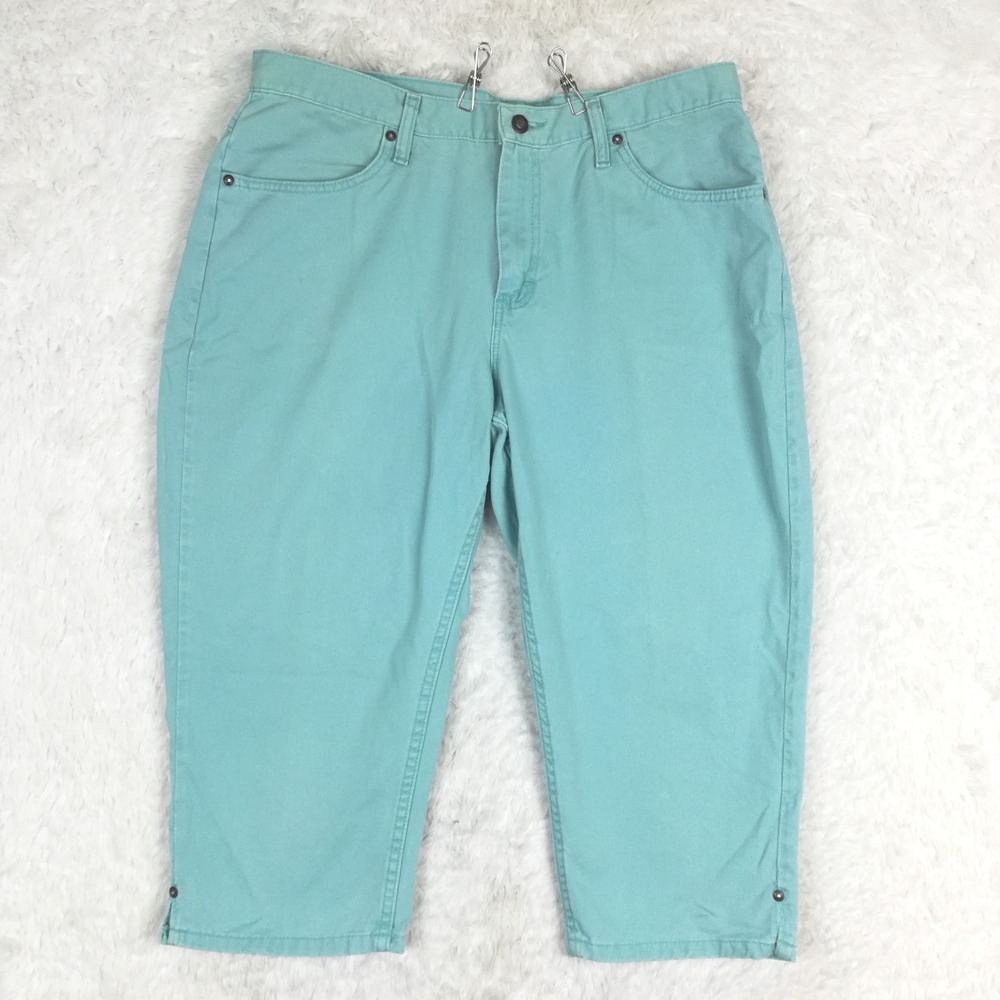 Riders‎ Womens Jeans Capri Aqua Blue Denim High Rise Straight Plus 16